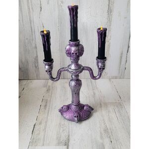Halloween glitter light up purple Candlestick home decor